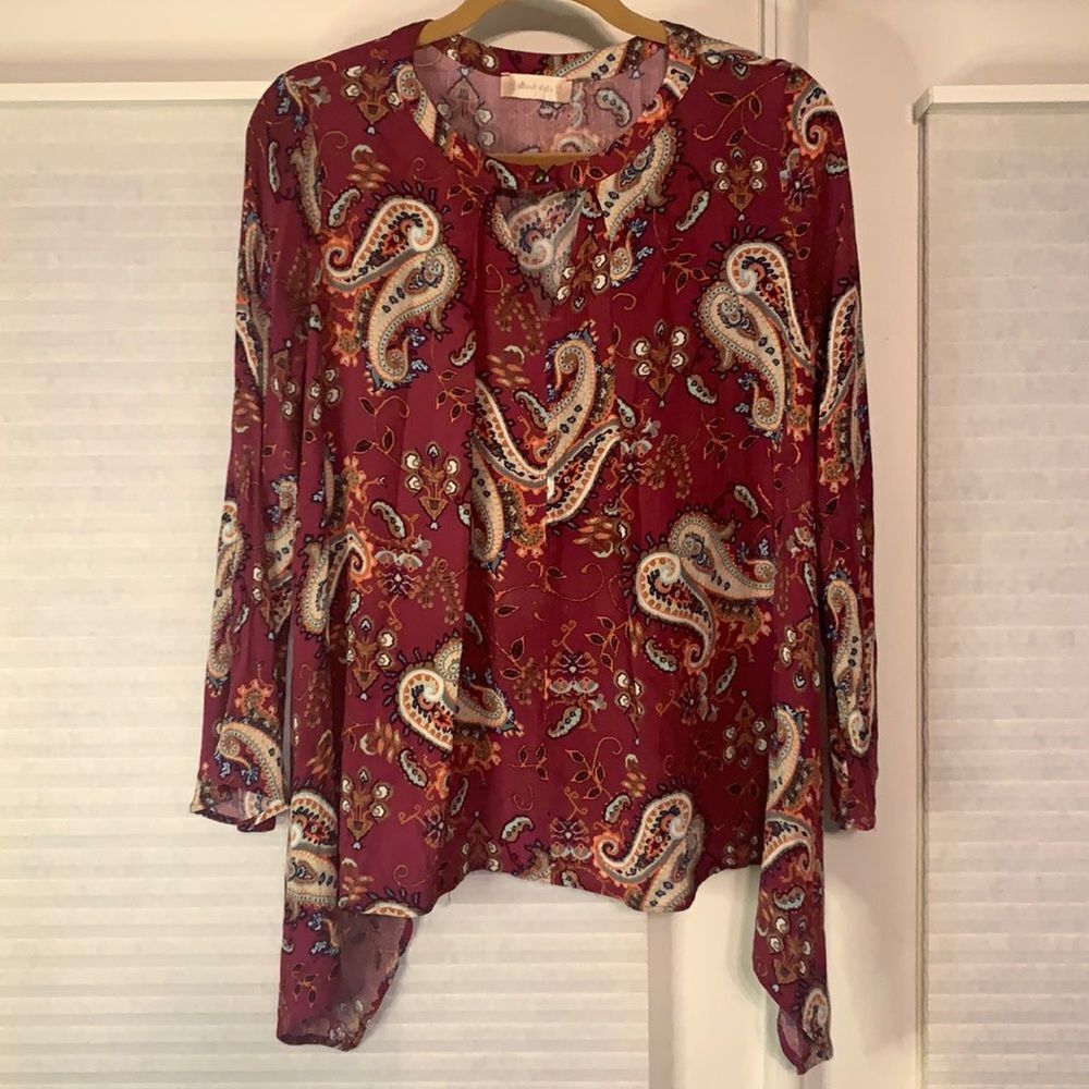 Altar'd State Paisley Maroon‎ Blouse Top Small